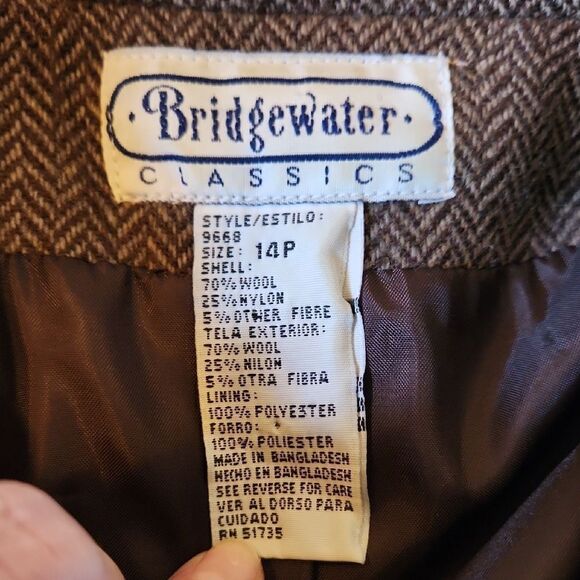Bridgewater Classic Wool Herringbone Single Breasted Blazer, 14 Petite, Brown - Picture 2 of 8